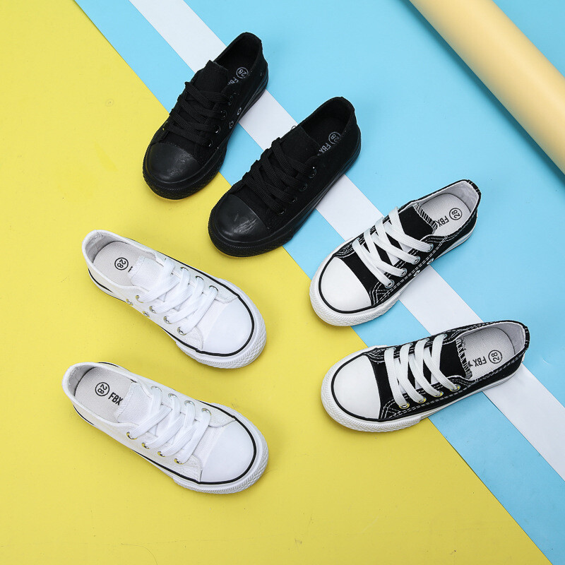 Детски платнени обувки 2025 пролет и есен Ниски маратонки в корейски стил за момчета и момичета Бебешки бели обувки Ежедневни обувки от плат