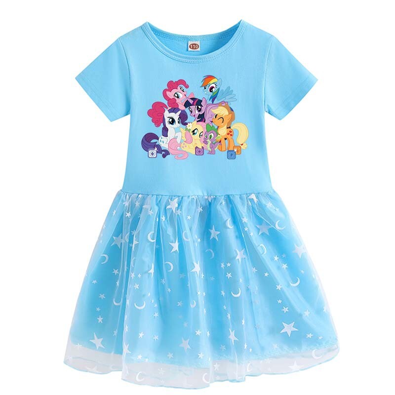 Pony tinklinis sijonas mergaitei vasarinis sijonas trumpomis rankovėmis vaikiškas sijonas 35002