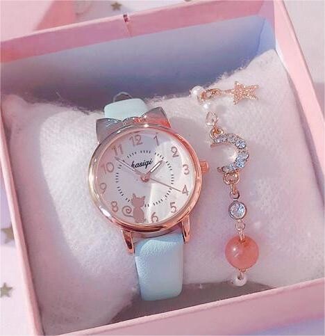 Bērnu pulkstenis, ūdensizturīgs un izturīgs pret nokrišanu, meitenēm, pamatskolas un vidusskolas skolēniem korejiešu versija, jauka meitene, ikdienas bultiņa, multfilmu kvarca pulkstenis