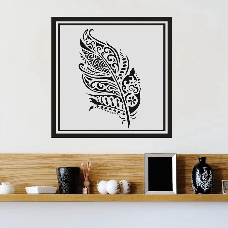 Šablóna na kreslenie dutého pierka, pravítko, zápisník, nová sada 7 dekoratívnych šablón mandaly s pierkami