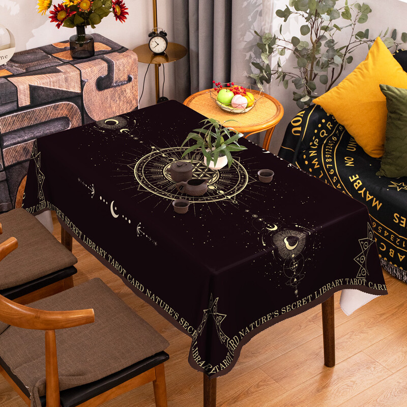 Лека луксозна покривка за маса с модерна марка за игра на маса ново слънце, звезда, луна, водоустойчива против изгаряне, черна масичка за кафе в скандинавски стил