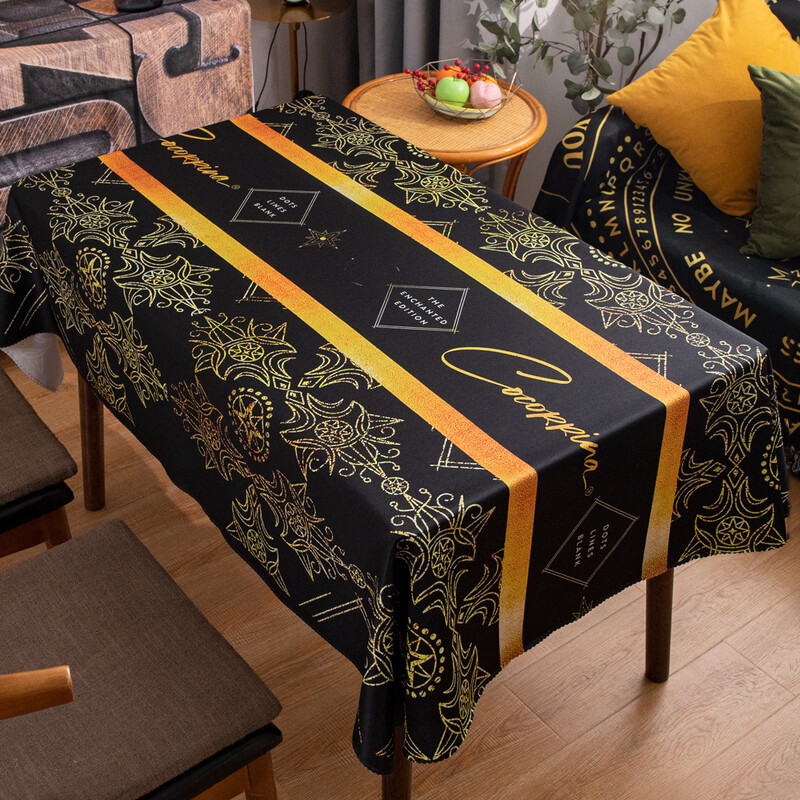 Лека луксозна покривка за маса с модерна марка за игра на маса ново слънце, звезда, луна, водоустойчива против изгаряне, черна масичка за кафе в скандинавски стил