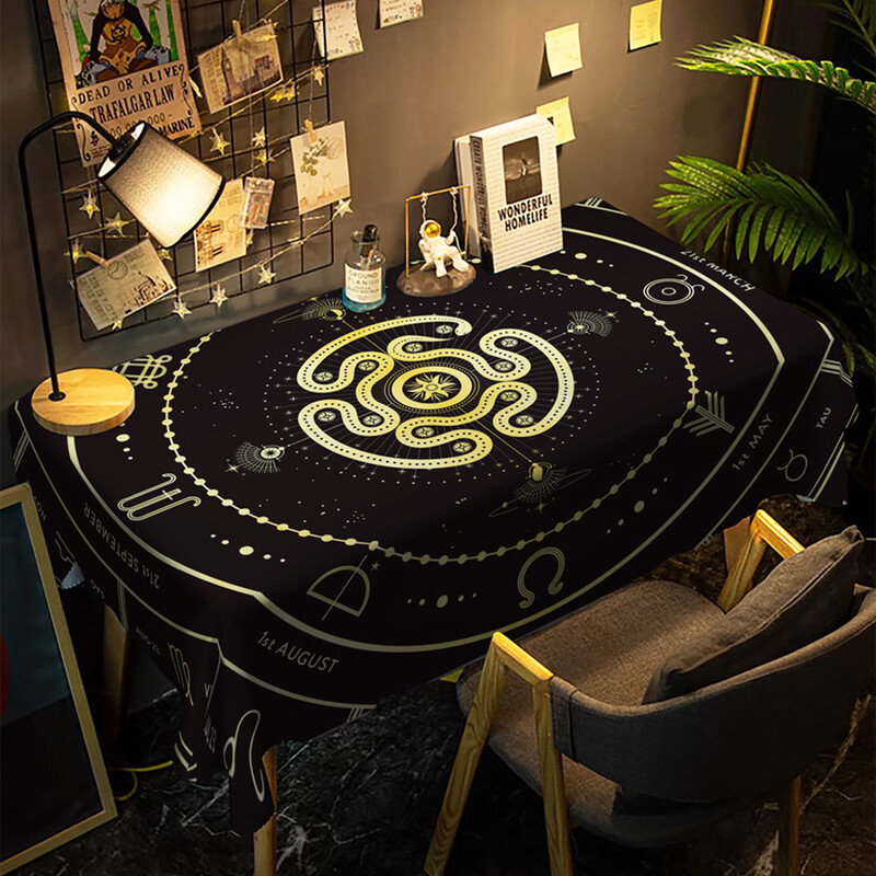Лека луксозна покривка за маса с модерна марка за игра на маса ново слънце, звезда, луна, водоустойчива против изгаряне, черна масичка за кафе в скандинавски стил