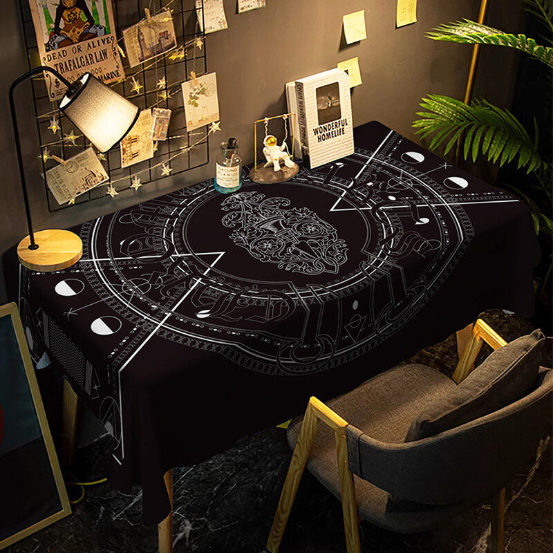 Лека луксозна покривка за маса с модерна марка за игра на маса ново слънце, звезда, луна, водоустойчива против изгаряне, черна масичка за кафе в скандинавски стил