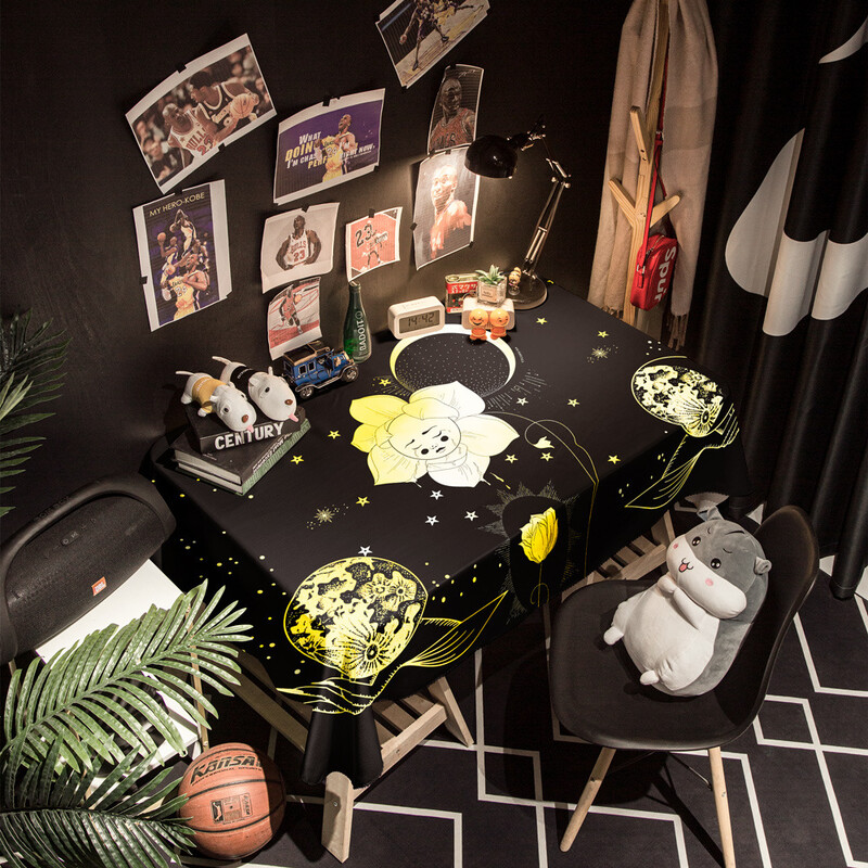 Лека луксозна покривка за маса с модерна марка за игра на маса ново слънце, звезда, луна, водоустойчива против изгаряне, черна масичка за кафе в скандинавски стил