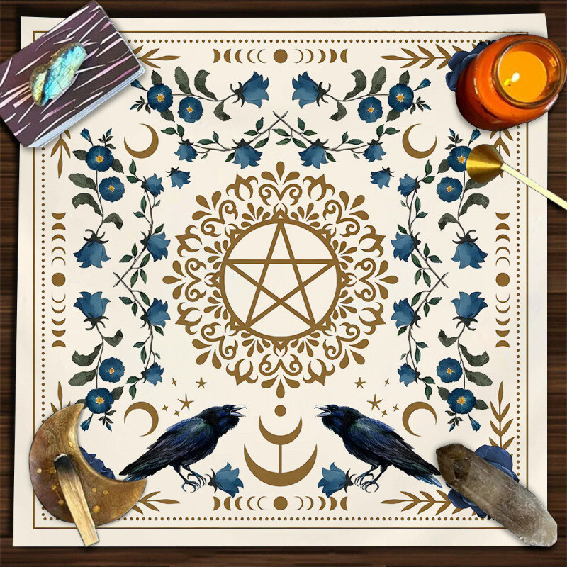 Taro staltiesė stora aksominė korta taro korta spaudimui gyvos nuotraukos fonas audinys ceremonija audinys taro korta taro mėnulio fazė