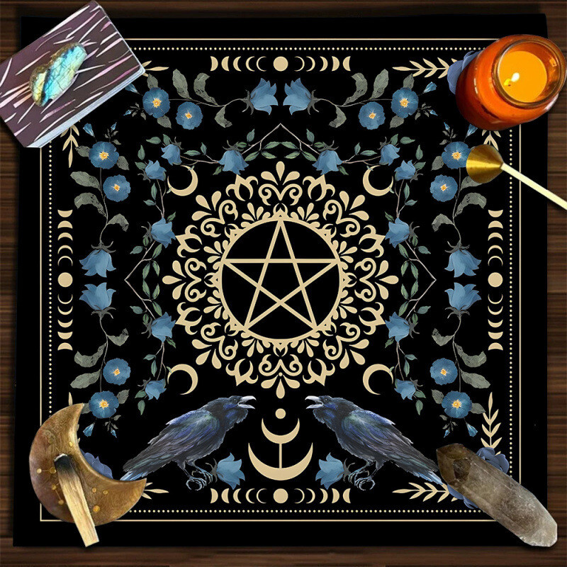 Taro staltiesė stora aksominė korta taro korta spaudimui gyvos nuotraukos fonas audinys ceremonija audinys taro korta taro mėnulio fazė