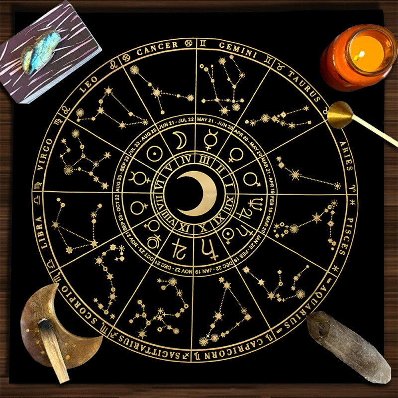 Taro staltiesė stora aksominė korta taro korta spaudimui gyvos nuotraukos fonas audinys ceremonija audinys taro korta taro mėnulio fazė