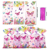 25/50kom Vrećice za slatkiše s leptirima Vrećice za pakiranje poklona Dekoracija za rođendansku zabavu Poklon vrećica za djevojku u gostima Rođendanski pribor Baby Shower