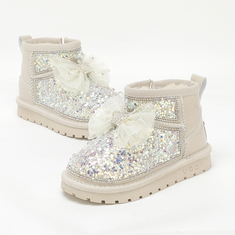 Sniego batai mergaitėms Vaikiški medvilniniai batai su minkštu padu 2022 m. žiema Nauji aksominiai sustorėję vidutiniai ir dideli vaikiški žieminiai batai batai vaikiški batai