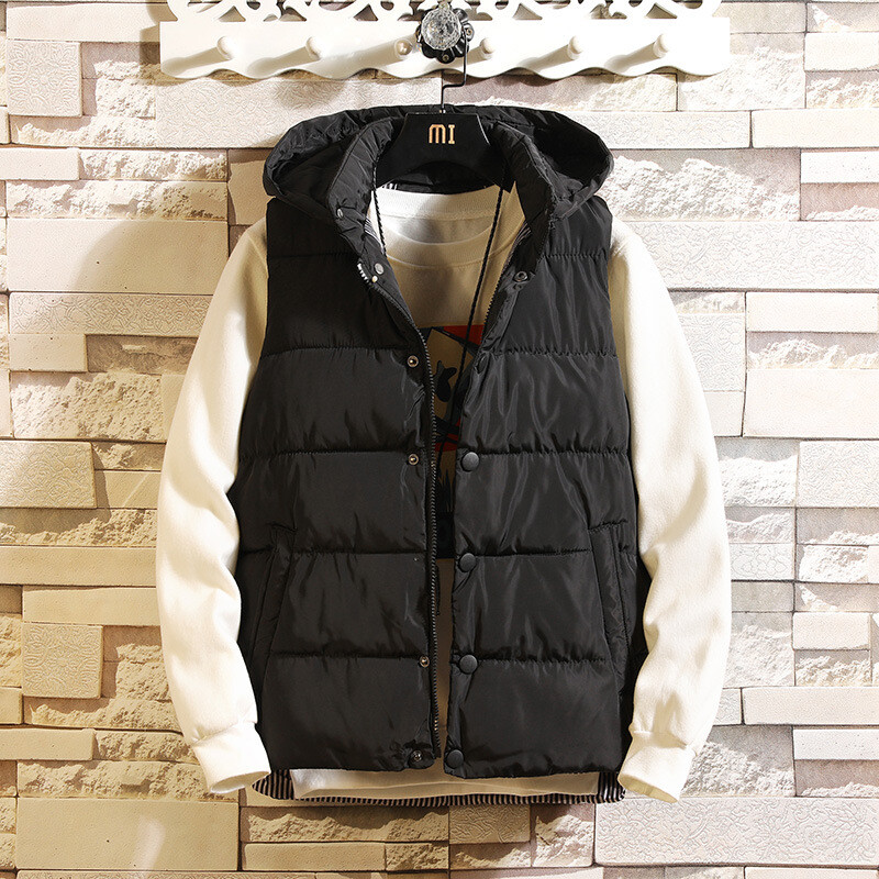 2023 m. nauja rudens ir žiemos medvilninė striukė liemenė vyriška liemenė viršutiniai drabužiai liemenė pora su gobtuvu vyriška vienspalvė striukė