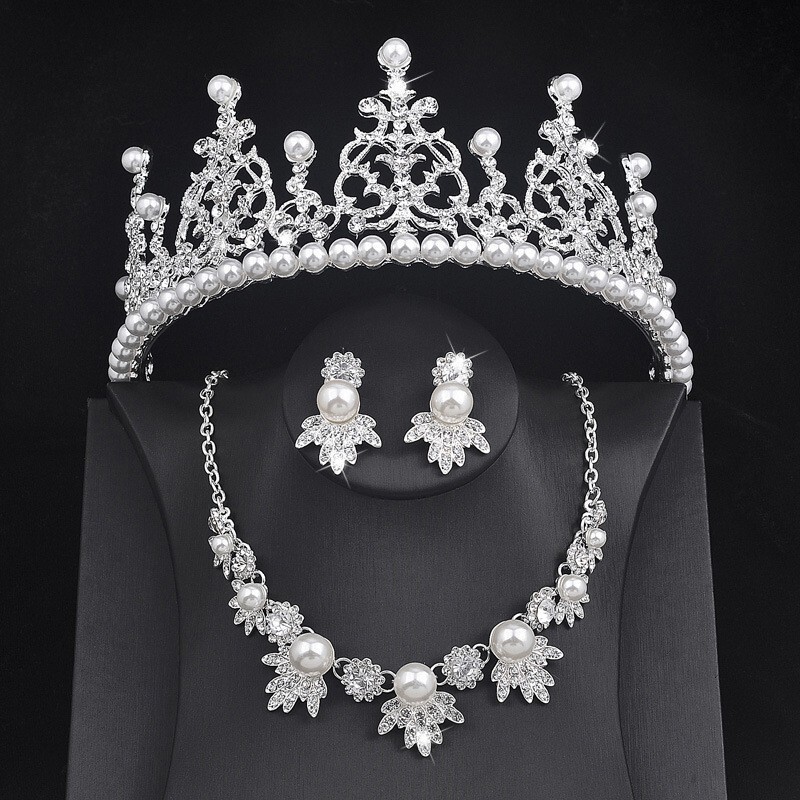 Трансгранична европейска и американска корона за глава булка костюм от три части сватбена рокля вечерна рокля аксесоари благородна и луксозна корона от кристали
