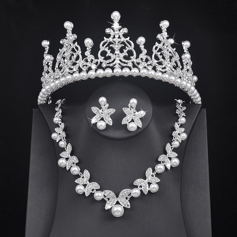 Трансгранична европейска и американска корона за глава булка костюм от три части сватбена рокля вечерна рокля аксесоари благородна и луксозна корона от кристали