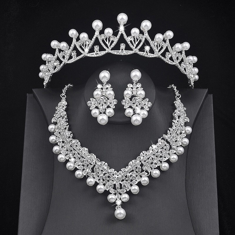Трансгранична европейска и американска корона за глава булка костюм от три части сватбена рокля вечерна рокля аксесоари благородна и луксозна корона от кристали