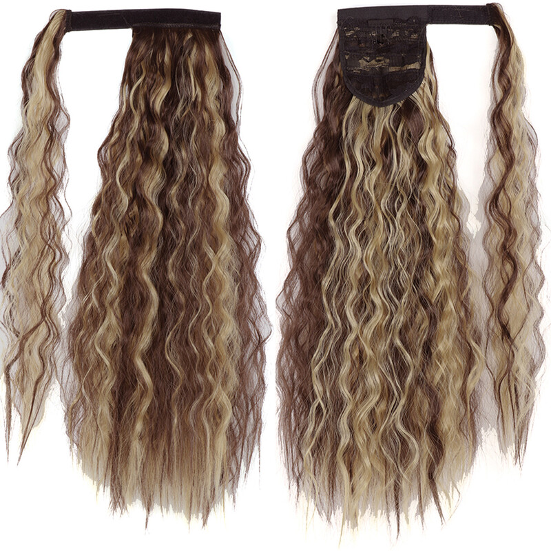 Moteriškas perukas su uodega, kukurūzų šilko uodega, ilgi garbanoti plaukai banguoti Europos ir Amerikos užsienio prekybos perukas su uodega