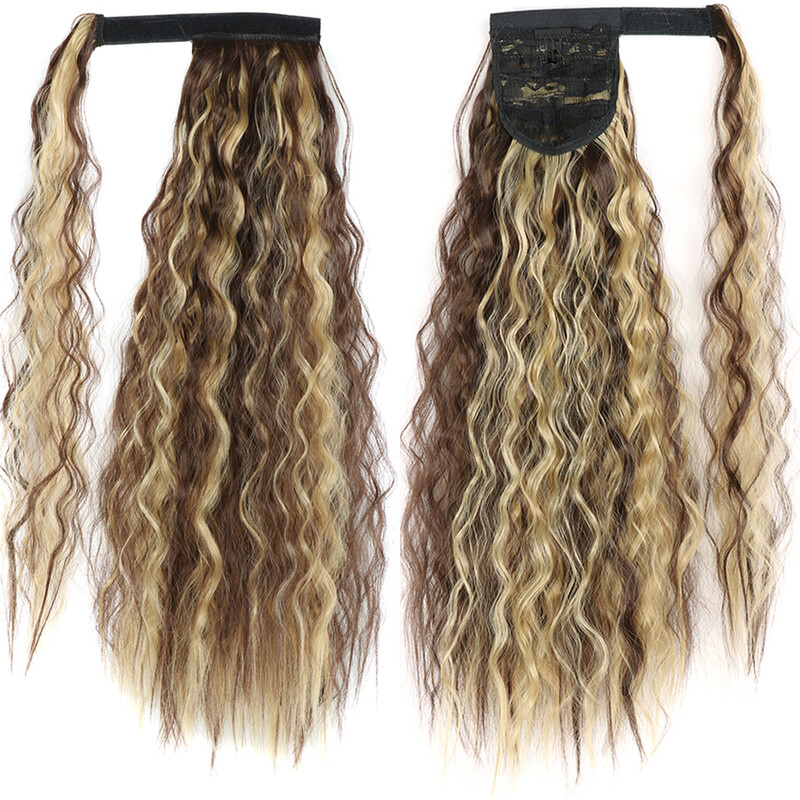 Moteriškas perukas su uodega, kukurūzų šilko uodega, ilgi garbanoti plaukai banguoti Europos ir Amerikos užsienio prekybos perukas su uodega