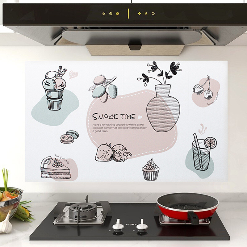 Virtuvės alyvai atsparus lipdukas spintelė viryklė su gartraukiu plytelių sienos lipdukas lipnus tapetas aukštai temperatūrai atsparus vandeniui atsparus drėgmei tapetas