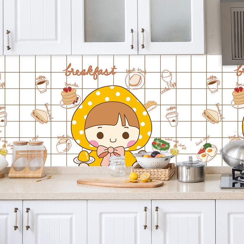 Virtuvės alyvai atsparus lipdukas spintelė viryklė su gartraukiu plytelių sienos lipdukas lipnus tapetas aukštai temperatūrai atsparus vandeniui atsparus drėgmei tapetas