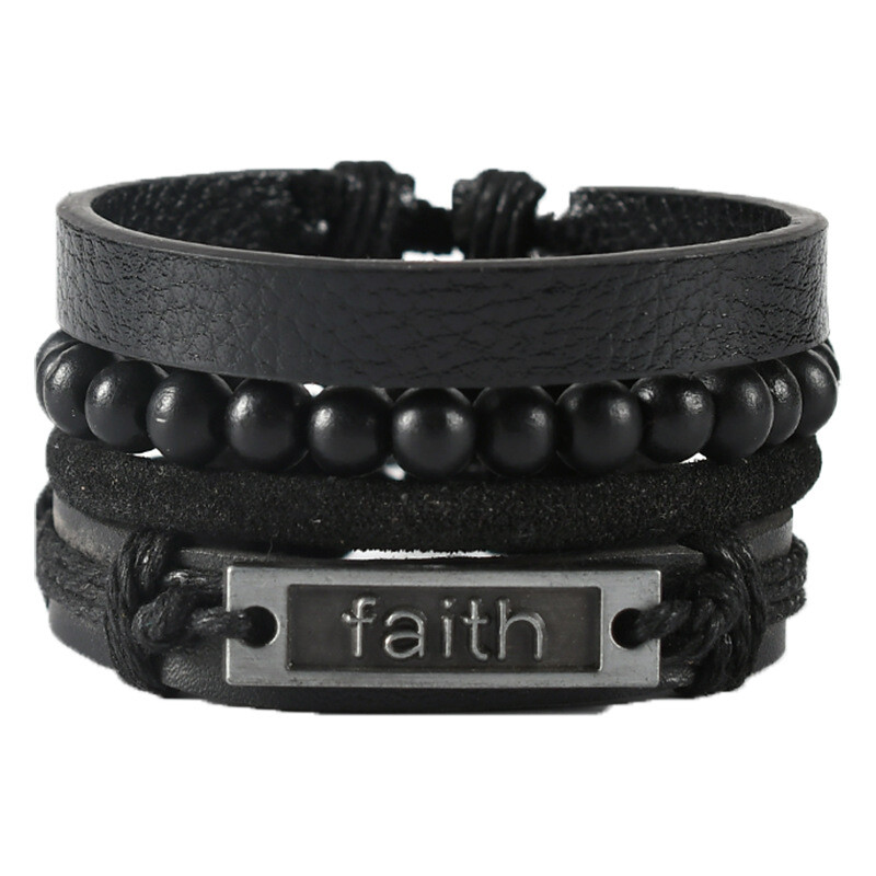 Europske i američke ručno tkane kožne muške narukvice od legure kožna narukvica u obliku 8 modna narukvica s slovima nakit