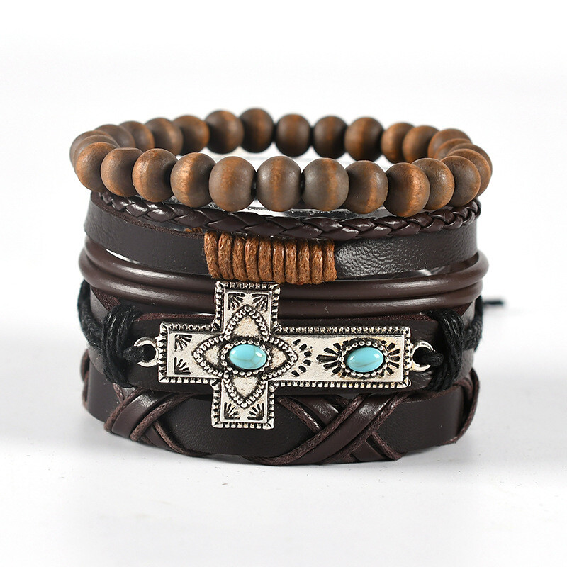 Europske i američke ručno tkane kožne muške narukvice od legure kožna narukvica u obliku 8 modna narukvica s slovima nakit