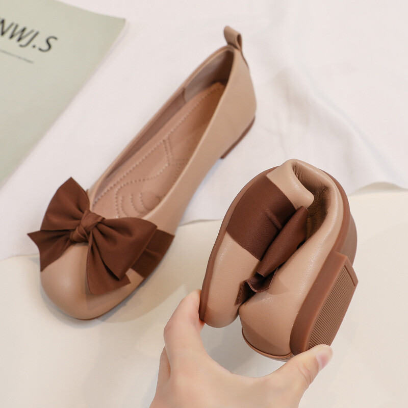 Обувки от кожа за жени 2024 нови летни бабини плоски меки кожени бременни жени работни плаващи обувки меко дъно малки кожени обувки