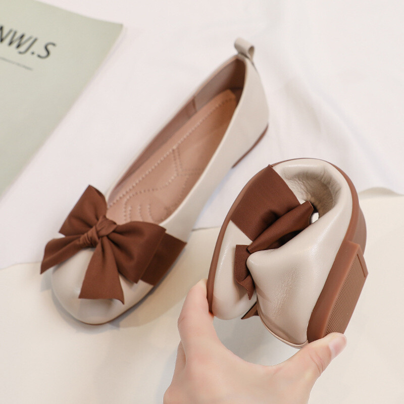 Обувки от кожа за жени 2024 нови летни бабини плоски меки кожени бременни жени работни плаващи обувки меко дъно малки кожени обувки