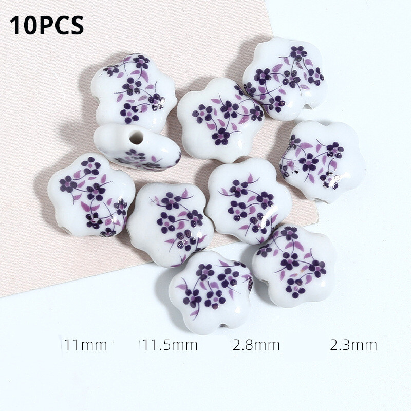 „Pasidaryk pats“ papuošalai gėlės mėlyni ir balti keraminiai karoliukai išmėtyti karoliukai Jingdezhen lipdukai specialios formos porcelianiniai karoliukai rankų darbo priedai medžiagos