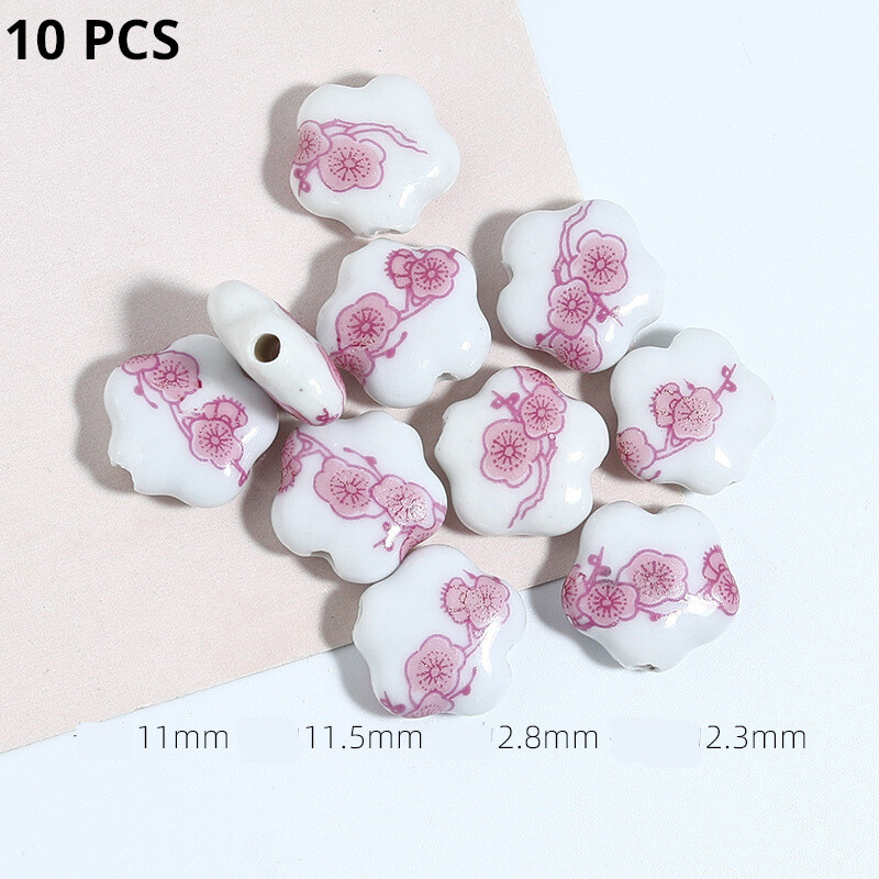 „Pasidaryk pats“ papuošalai gėlės mėlyni ir balti keraminiai karoliukai išmėtyti karoliukai Jingdezhen lipdukai specialios formos porcelianiniai karoliukai rankų darbo priedai medžiagos