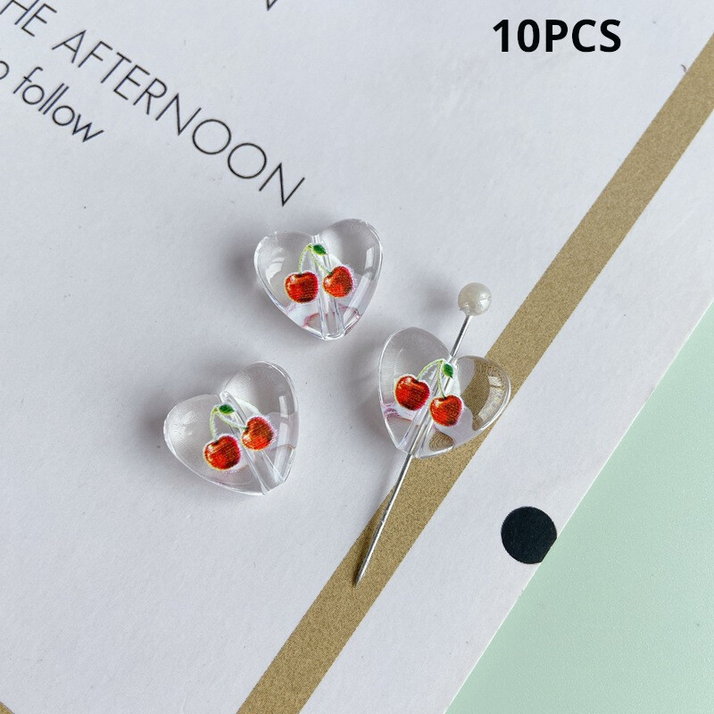 „Pasidaryk pats“ papuošalų aksesuarai 10 vnt. Vasaros linksmybių Šviežia Persikų Spausdinti Širdies Pakabukas Kaklo papuošalas Apyrankės Medžiagos Priedai