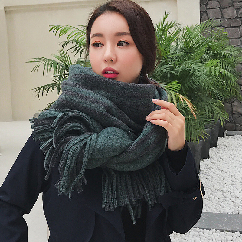 2018 есен и зима топъл дамски шал корейски дебел дълъг топъл шал с пискюл моден шал за врата