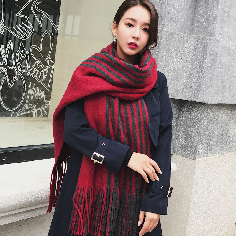 2018 есен и зима топъл дамски шал корейски дебел дълъг топъл шал с пискюл моден шал за врата