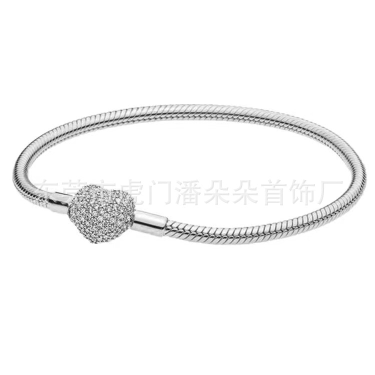 Европейски и американски бижута ins високо качество Panjia ананас гривна направи си сам аксесоари диамант любов змийска кост верига сърцевидна основна верига