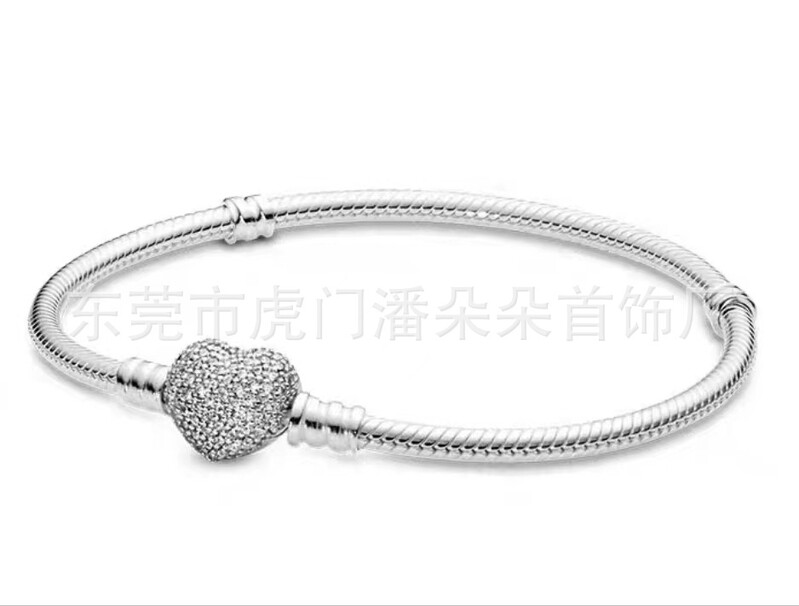 Европейски и американски бижута ins високо качество Panjia ананас гривна направи си сам аксесоари диамант любов змийска кост верига сърцевидна основна верига