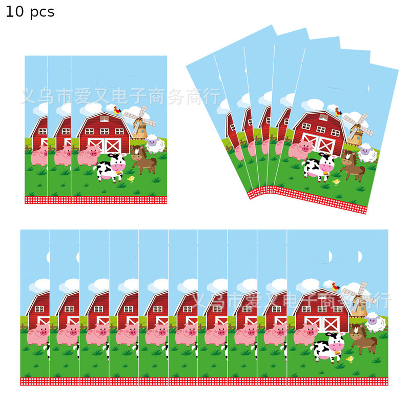 Ūkio karvių ranča vištienos gyvūnas Vaikų gimtadienio vakarėlio indai Popieriniai lėkštės Popieriniai puodeliai Popierinių rankšluosčių dekoravimo vakarėlio reikmenys