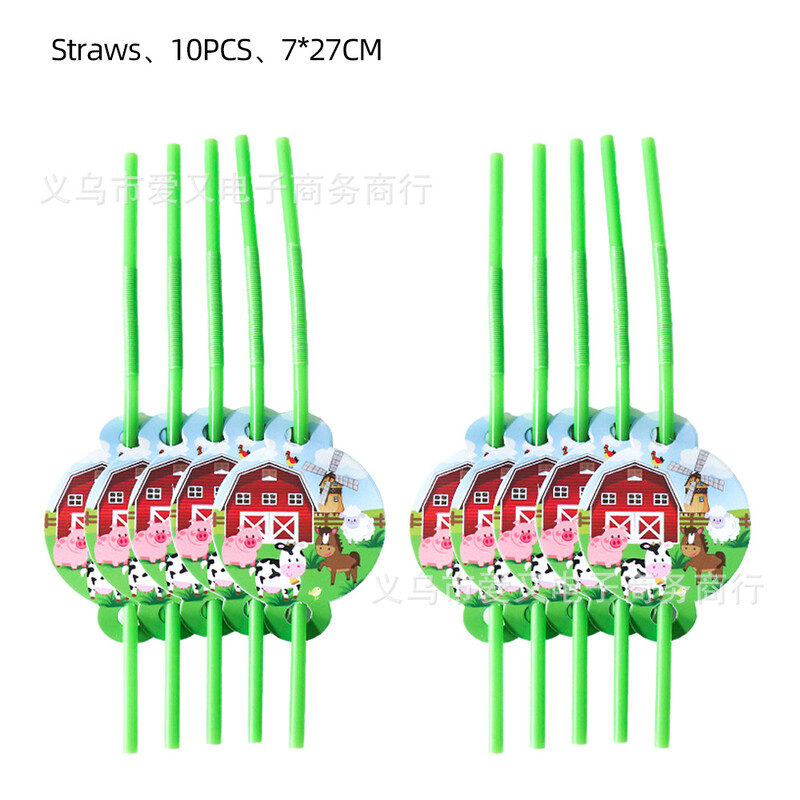 Ūkio karvių ranča vištienos gyvūnas Vaikų gimtadienio vakarėlio indai Popieriniai lėkštės Popieriniai puodeliai Popierinių rankšluosčių dekoravimo vakarėlio reikmenys