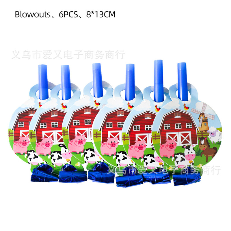 Ūkio karvių ranča vištienos gyvūnas Vaikų gimtadienio vakarėlio indai Popieriniai lėkštės Popieriniai puodeliai Popierinių rankšluosčių dekoravimo vakarėlio reikmenys