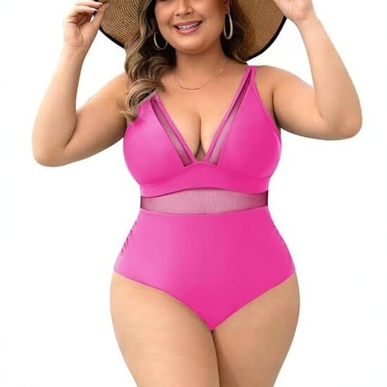 2024 Нов цял бански костюм с голям размер, едноцветен висок клас с подплънки за гърдите дамски секси пясъчен