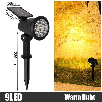 4 LED-es napelemes spotlámpa, kültéri IP65 vízálló talajvilágítás fényereje, állítható kerti hátsó udvar felhajtója terasz pázsit dekoráció