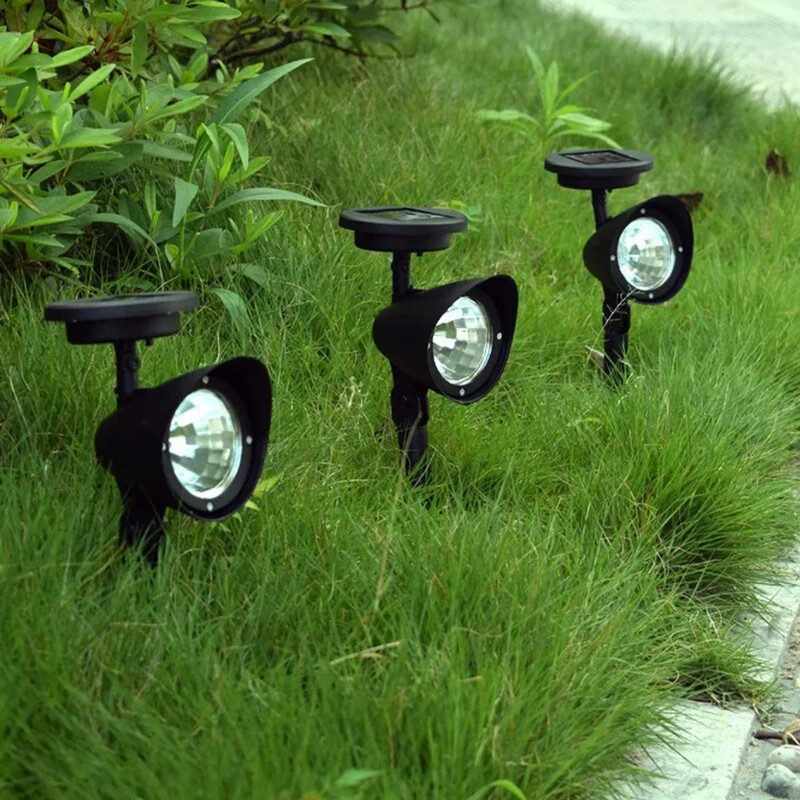 4 LED соларни прожектора, външна IP65 водоустойчива яркост на земната светлина, регулируема, градина, заден двор, алея, украса на морава