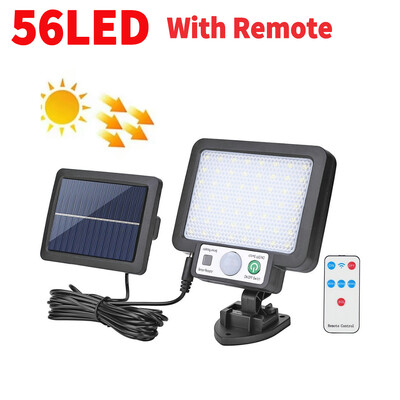 56LED 72COB LED šķelto sienas saules lampa āra ūdensnecaurlaidīga kustības sensora indukcijas lampa 1000LM 3 režīmu dārza ielu apgaismojums