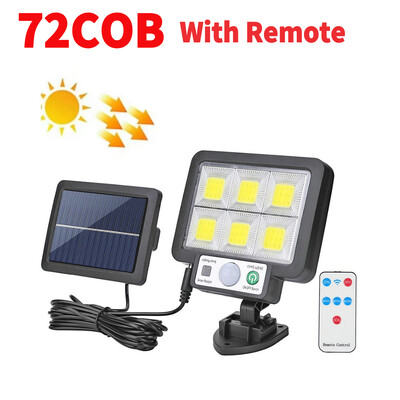 56LED 72COB LED šķelto sienas saules lampa āra ūdensnecaurlaidīga kustības sensora indukcijas lampa 1000LM 3 režīmu dārza ielu apgaismojums