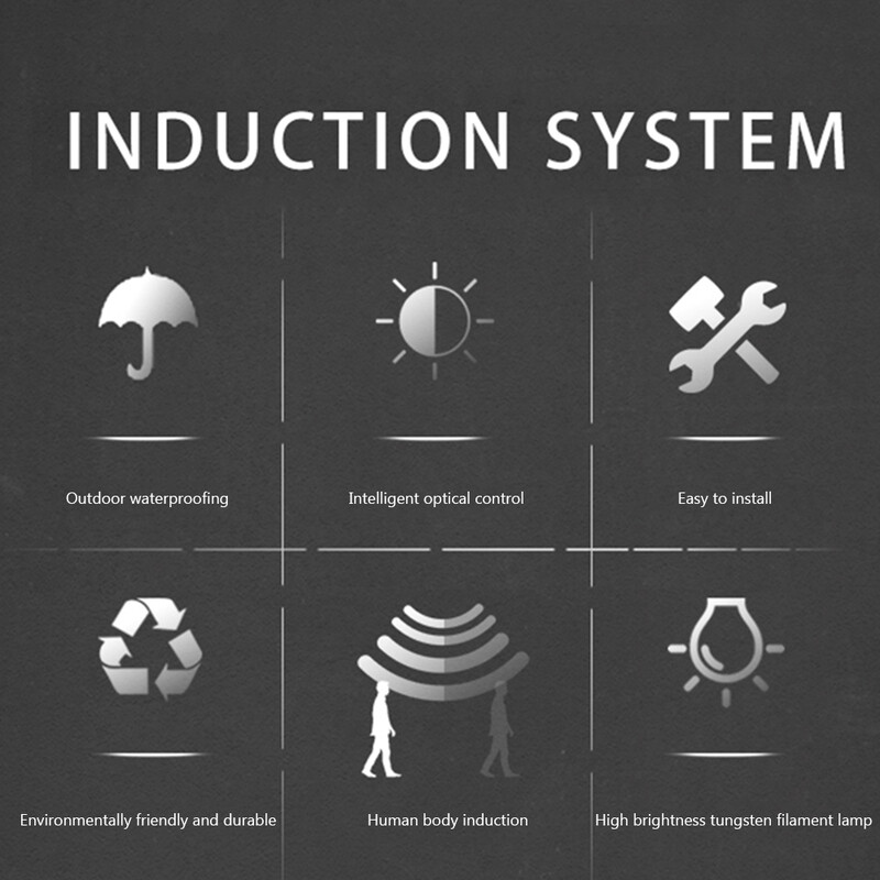 Двор Градина Вила Светлина Сензор за движение IP65 Водоустойчива слънчева волфрамова стенна светлина Слънчеви светлини за пътека за балкон на двора