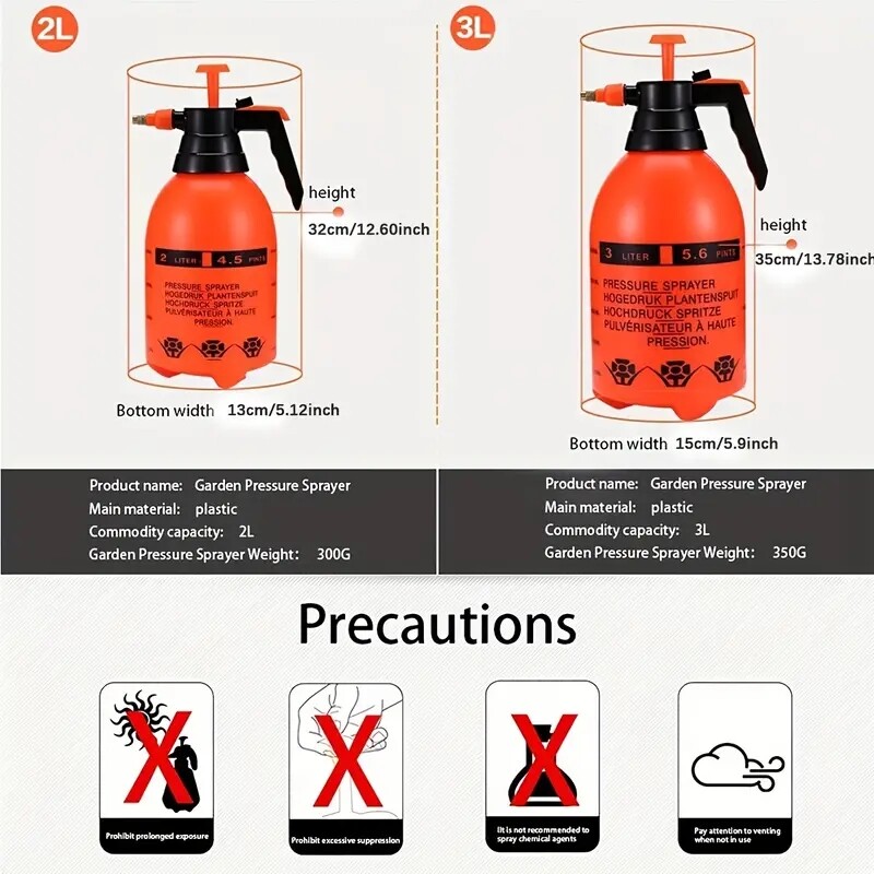 1 комплект пръскачка за вода с ръчна преса - 2L градинска лейка с регулируема глава за растения и саксийни цветя - помпа с въздушно сгъстяване
