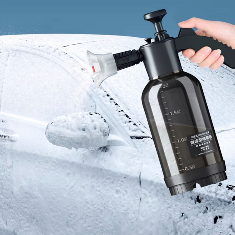2L ръчно пневматично оръдие за пяна с 2 вида дюзи Пневматична миячка с високо налягане Бутилка със спрей за автомивка за почистване на дома на автомобила