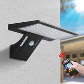 Solar OutdoorLights kustības sensors ar kontroles drošības plūdu ūdensnecaurlaidīgu gaismu 4 režīmi 90 LED sienas lampas verandas pagalma dārzam
