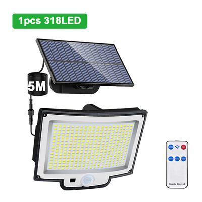 Saules gaisma āra 328/348 LED integrēts īpaši spilgts kustības sensors Spēcīga jauda IP65 ūdensizturīgs 3 darba režīmi dārza siena