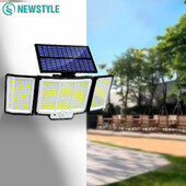 Napelemes lámpák kültéri 348LED 3 fejes vízálló napenergiával működő biztonsági árvízi lámpák mozgásérzékelős kültéri lámpák kertbe