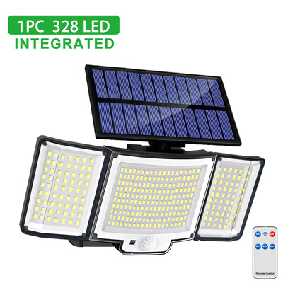 Napelemes lámpák kültéri 348LED 3 fejes vízálló napenergiával működő biztonsági árvízi lámpák mozgásérzékelős kültéri lámpák kertbe