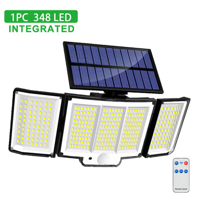 Napelemes lámpák kültéri 348LED 3 fejes vízálló napenergiával működő biztonsági árvízi lámpák mozgásérzékelős kültéri lámpák kertbe