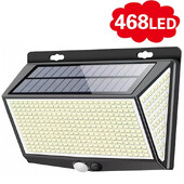 468 LED napelemes emberi mozgásérzékelő IP65 vízálló kültéri automatikus világítás kerti utcai világítás